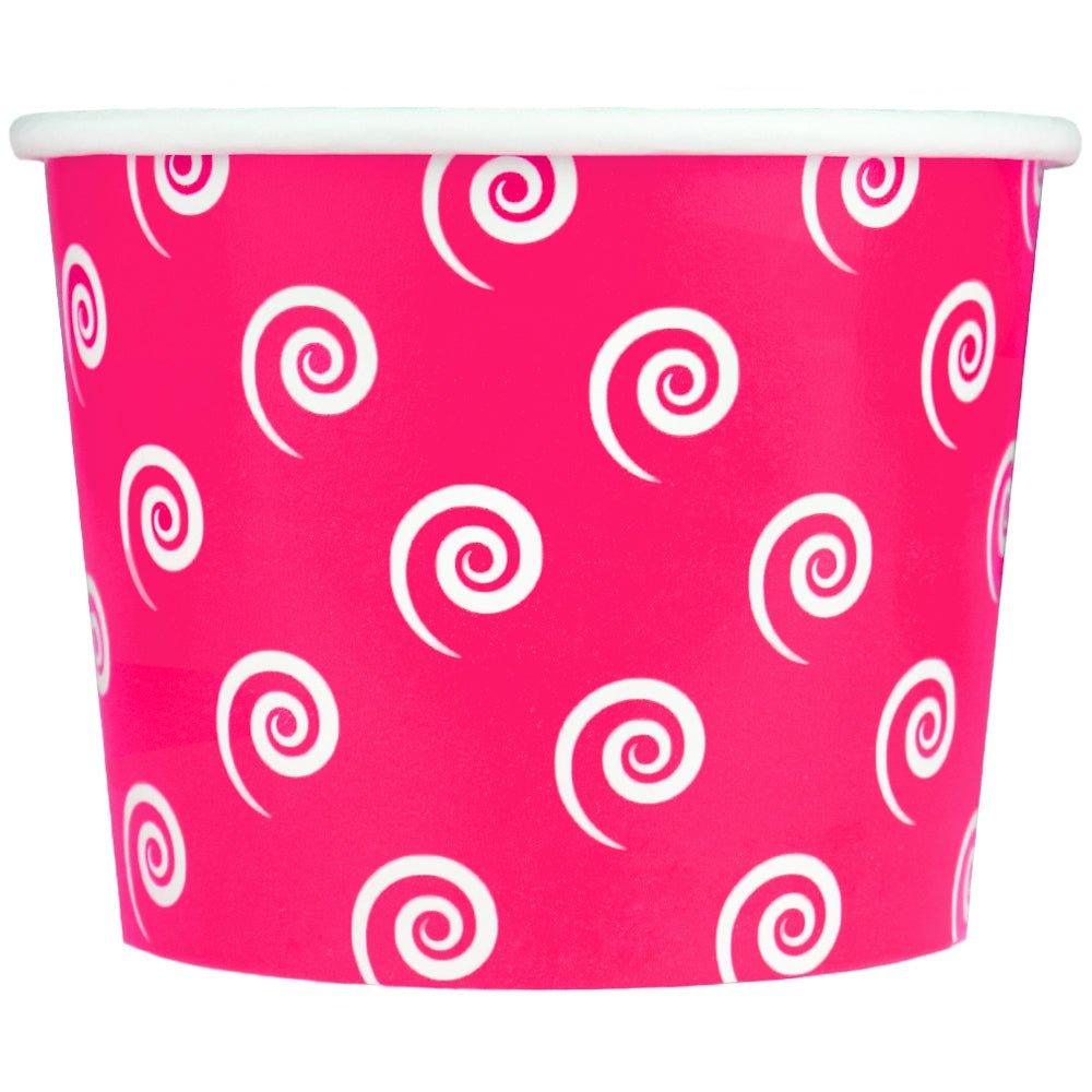 UNIQIFY® 12 oz Pink Swirls and Twirls Ice Cream Cups - Frozen Dessert Supplies 12PINKSW&TCUP