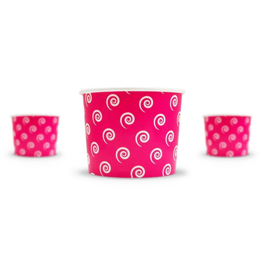 UNIQIFY® 12 oz Pink Swirls and Twirls Ice Cream Cups - Frozen Dessert Supplies 12PINKSW&TCUP
