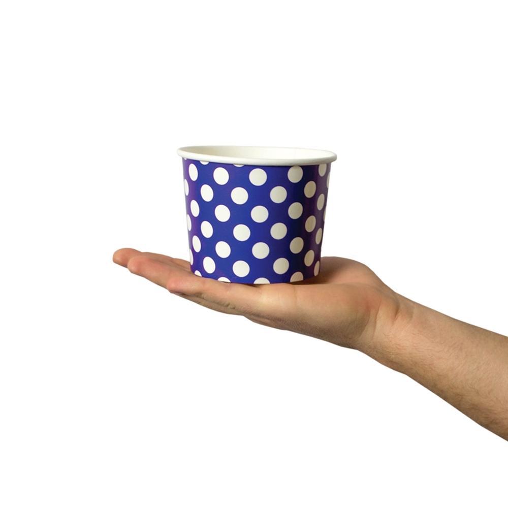 UNIQIFY® 12 oz Purple Polka Dotty Ice Cream Cups - 12PRPLPKDTCUP