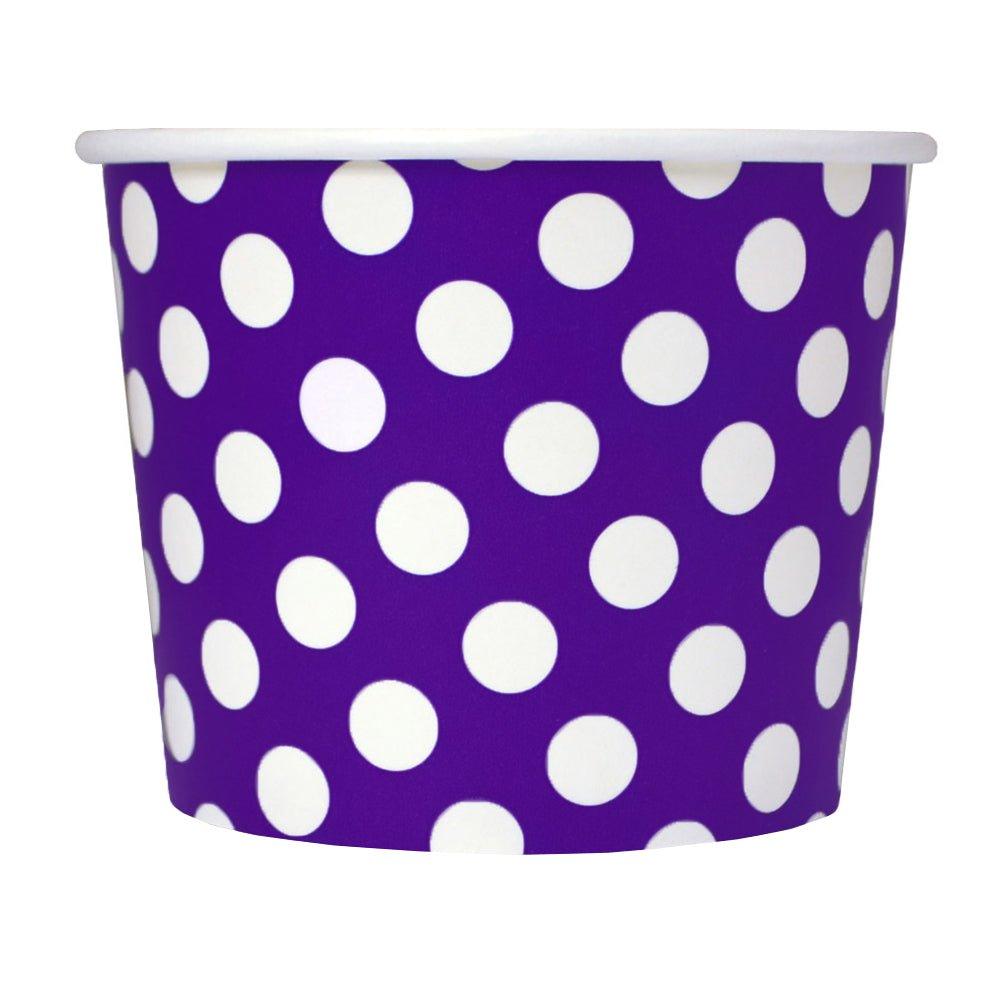 UNIQIFY® 12 oz Purple Polka Dotty Ice Cream Cups - Frozen Dessert Supplies 12PRPLPKDTCUP