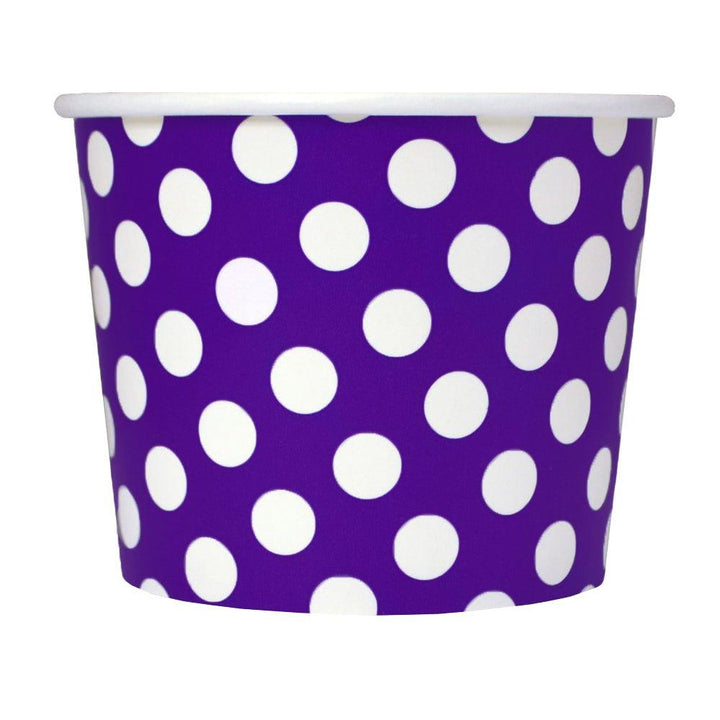 UNIQIFY® 12 oz Purple Polka Dotty Ice Cream Cups - 12PRPLPKDTCUP