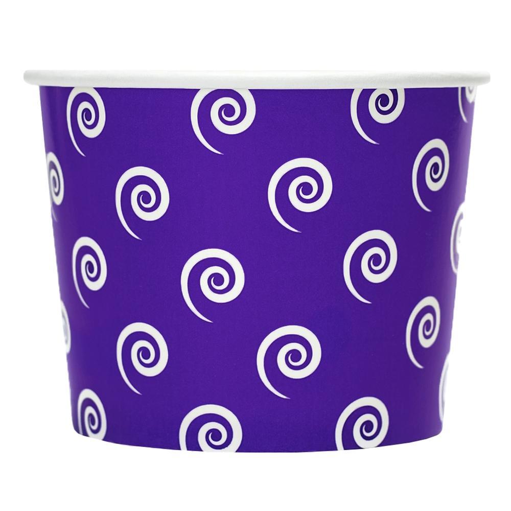 UNIQIFY® 12 oz Purple Swirls and Twirls Ice Cream Cups - Frozen Dessert Supplies