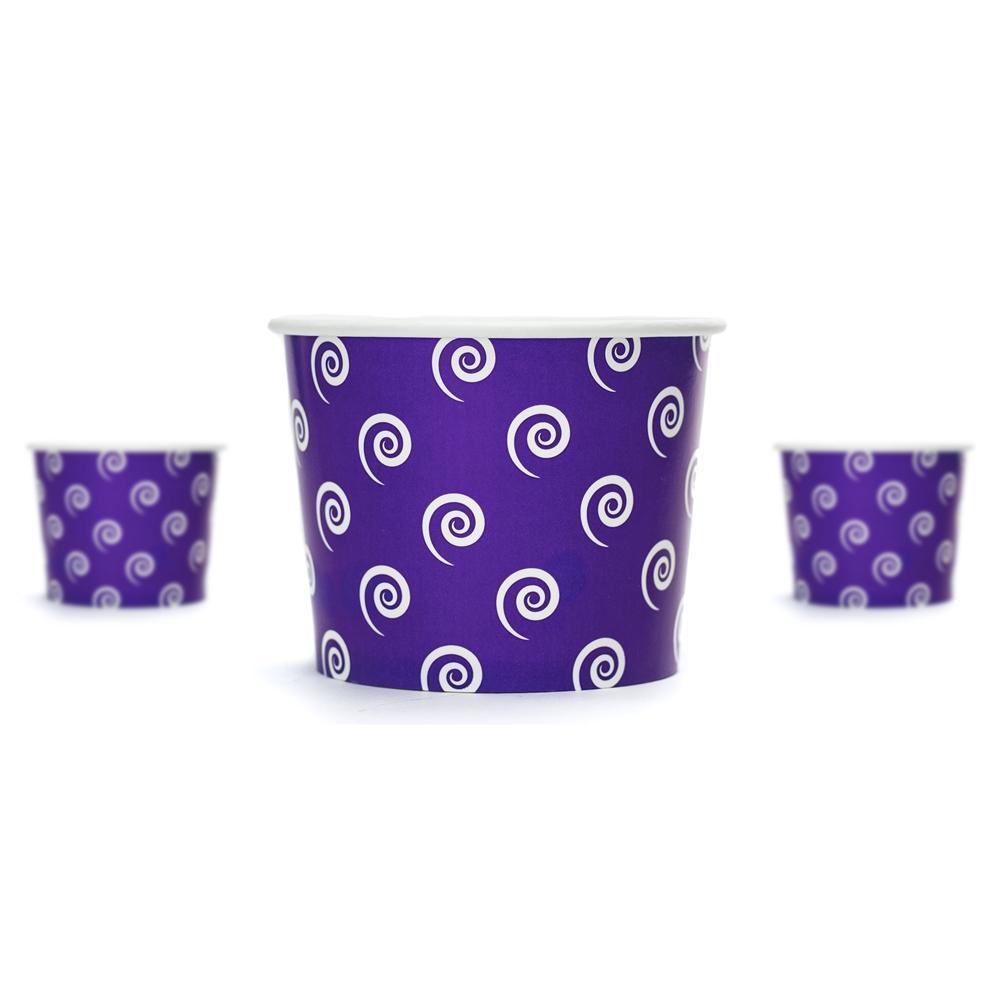 UNIQIFY® 12 oz Purple Swirls and Twirls Ice Cream Cups - Frozen Dessert Supplies