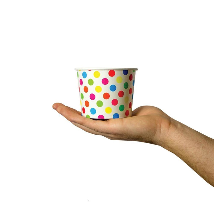 UNIQIFY® 12 oz Rainbow Polka Dotty Ice Cream Cups - 12RNBWPKDTCUP