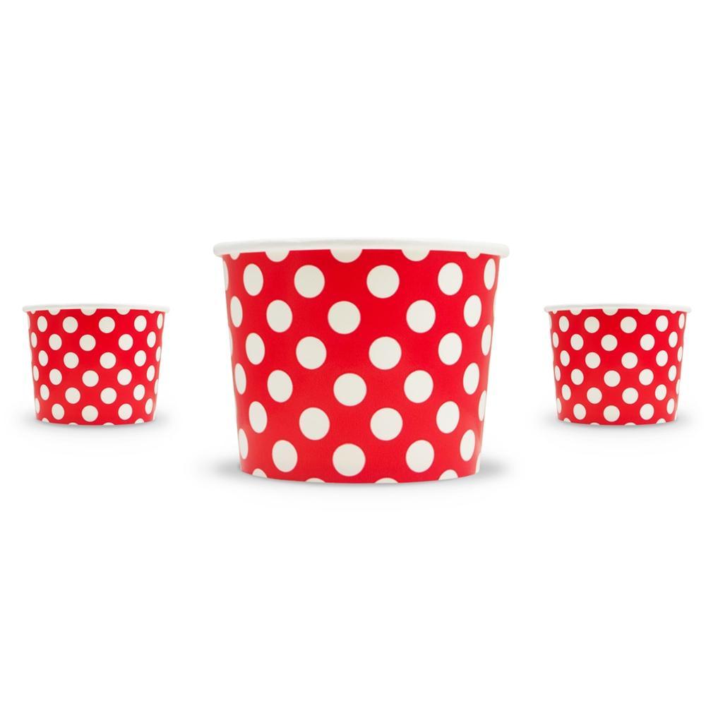 16oz RED Polka Dot PINT containers with non-vented lids - Frozen