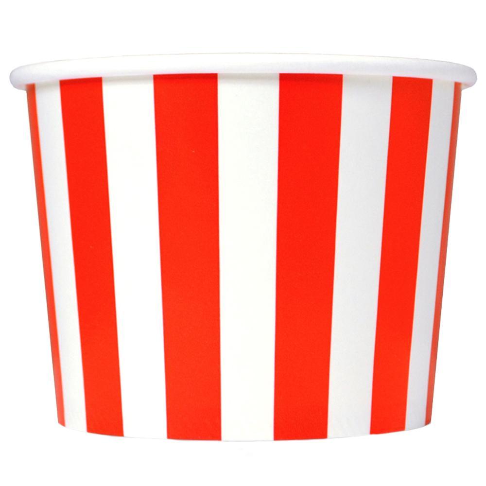 UNIQIFY® 12 oz Red Striped Madness Ice Cream Cups - Frozen Dessert Supplies 12REDSMADCUP