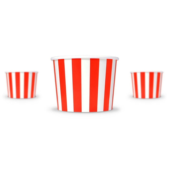 UNIQIFY® 12 oz Red Striped Madness Ice Cream Cups - 12REDSMADCUP