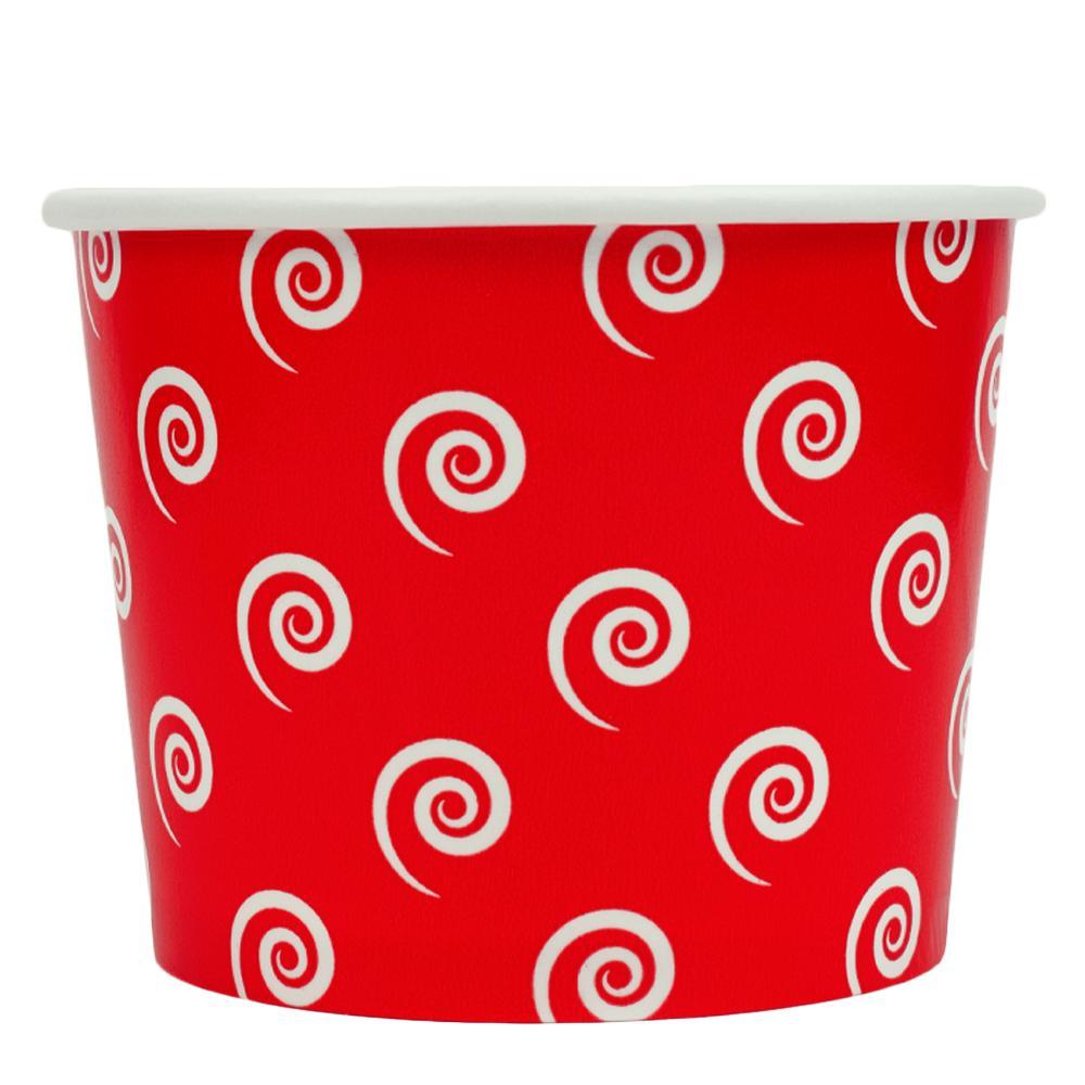 UNIQIFY® 12 oz Red Swirls and Twirls Ice Cream Cups - Frozen Dessert Supplies 12REDSW&TCUP