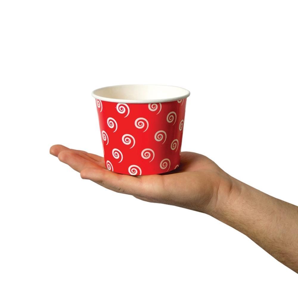 UNIQIFY® 12 oz Red Swirls and Twirls Ice Cream Cups - Frozen Dessert Supplies 12REDSW&TCUP