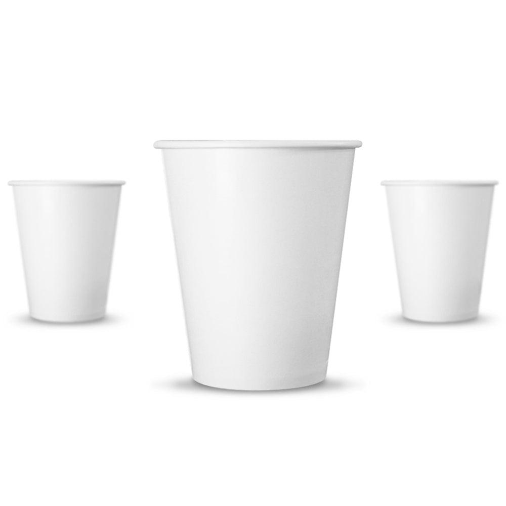 Disposable Coffee Cups - 12oz Paper Hot Cups - White (90mm