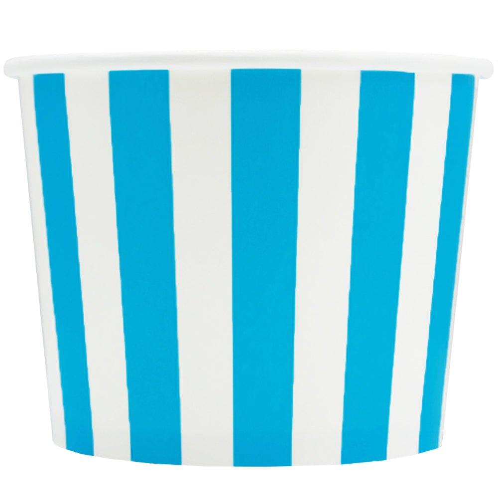 UNIQIFY® 16 oz Blue Striped Madness Ice Cream Cups - Frozen Dessert Supplies 16BLUESMADCUP