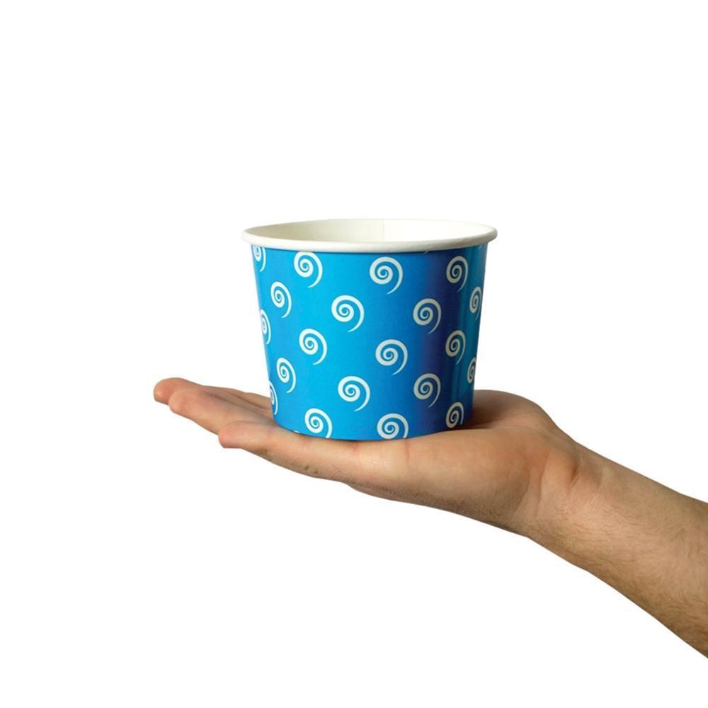 UNIQIFY® 16 oz Blue Swirls and Twirls Ice Cream Cups - Frozen Dessert Supplies