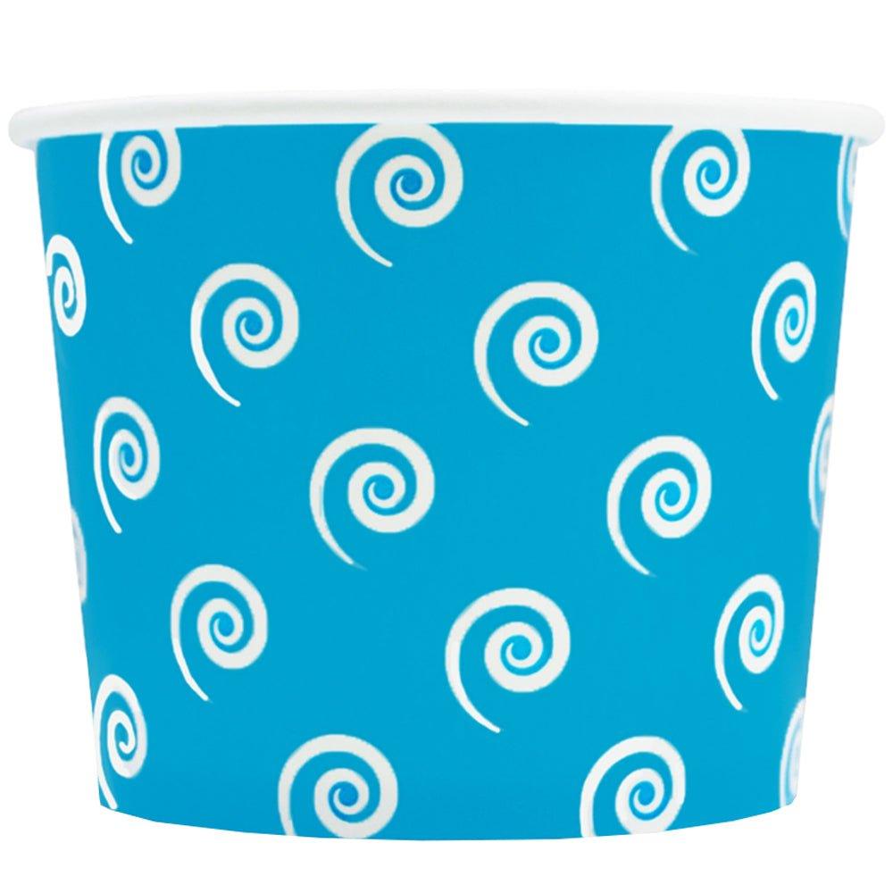 UNIQIFY® 16 oz Blue Swirls and Twirls Ice Cream Cups - Frozen Dessert Supplies