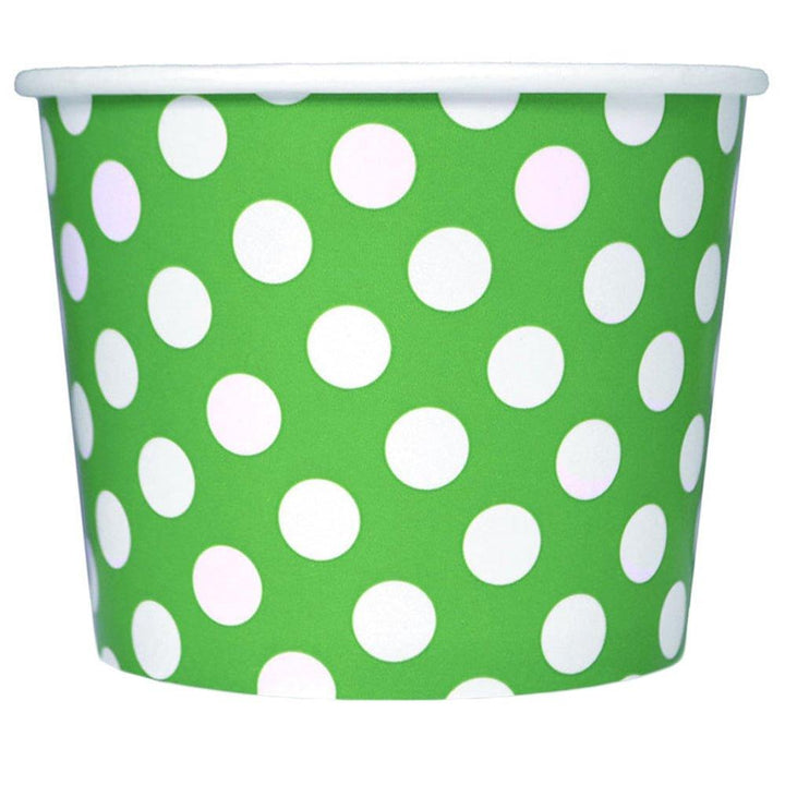 UNIQIFY® 16 oz Green Polka Dotty Ice Cream Cups - 16GRNPKDTCUP