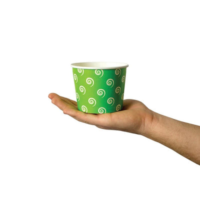 UNIQIFY® 16 oz Green Swirls and Twirls Ice Cream Cups - Frozen Dessert Supplies