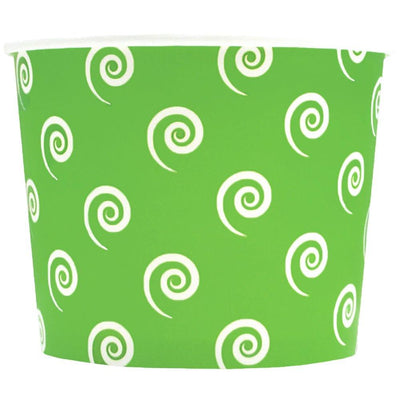 UNIQIFY® 16 oz Green Swirls and Twirls Ice Cream Cups - Frozen Dessert Supplies