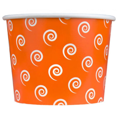 UNIQIFY® 16 oz Orange Swirls and Twirls Ice Cream Cups - Frozen Dessert Supplies