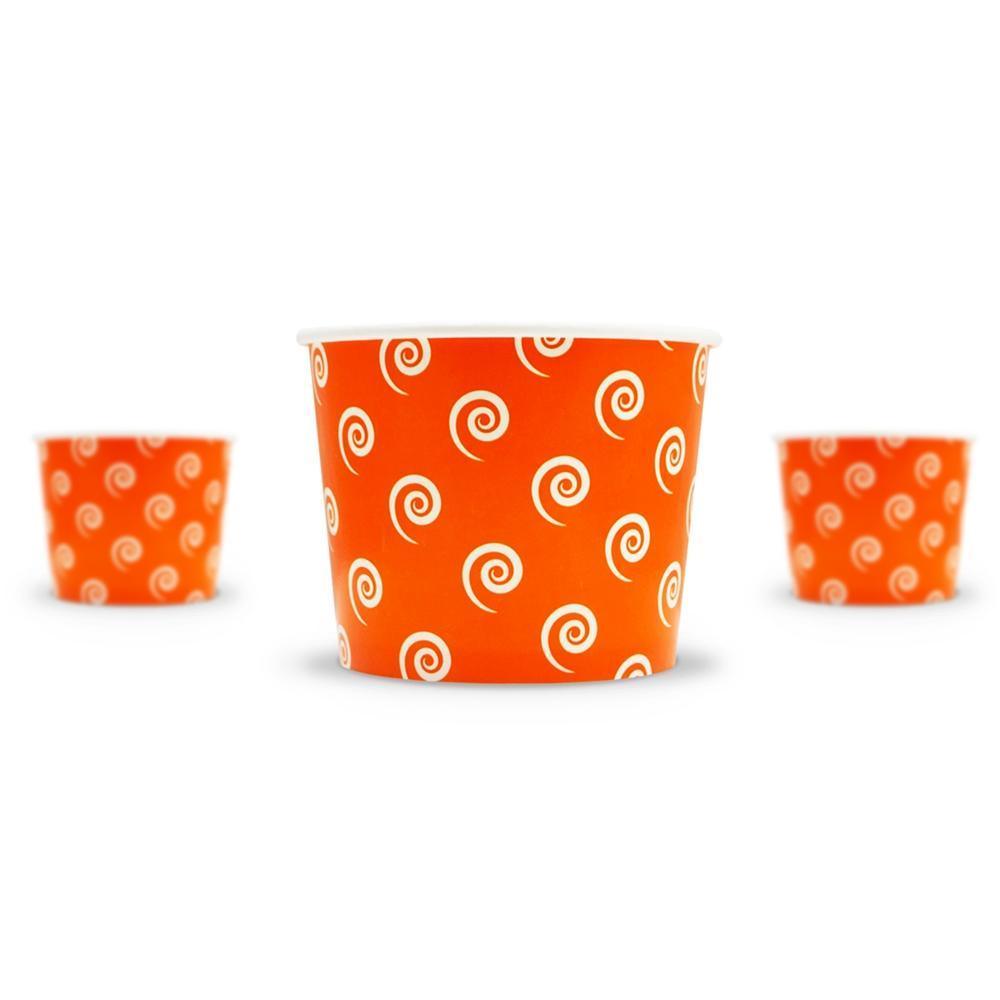 UNIQIFY® 16 oz Orange Swirls and Twirls Ice Cream Cups - 16ORNGSW&TCUP
