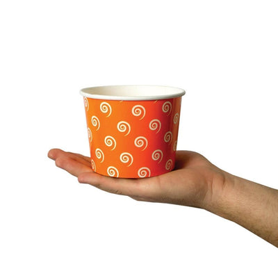UNIQIFY® 16 oz Orange Swirls and Twirls Ice Cream Cups - Frozen Dessert Supplies