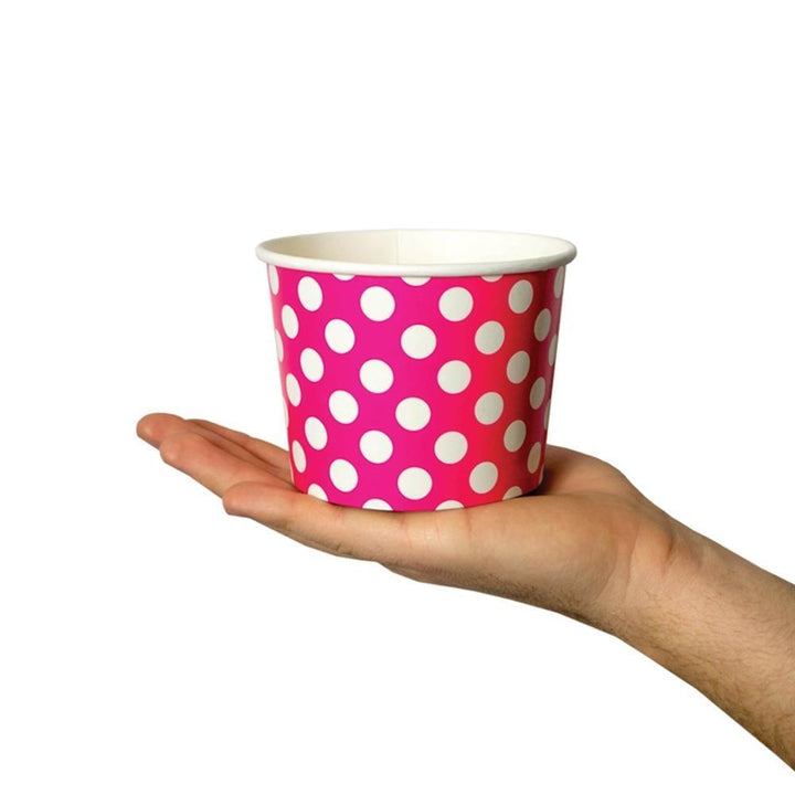 UNIQIFY® 16 oz Pink Polka Dotty Ice Cream Cups - 16PINKPKDTCUP