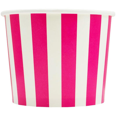 UNIQIFY® 16 oz Pink Striped Madness Ice Cream Cups - Frozen Dessert Supplies