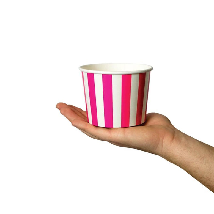 UNIQIFY® 16 oz Pink Striped Madness Ice Cream Cups - 16PINKSMADCUP