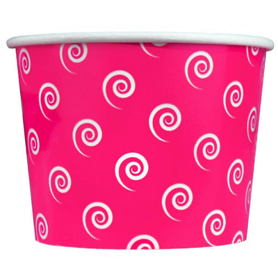 UNIQIFY® 16 oz Pink Swirls and Twirls Ice Cream Cups - Frozen Dessert Supplies