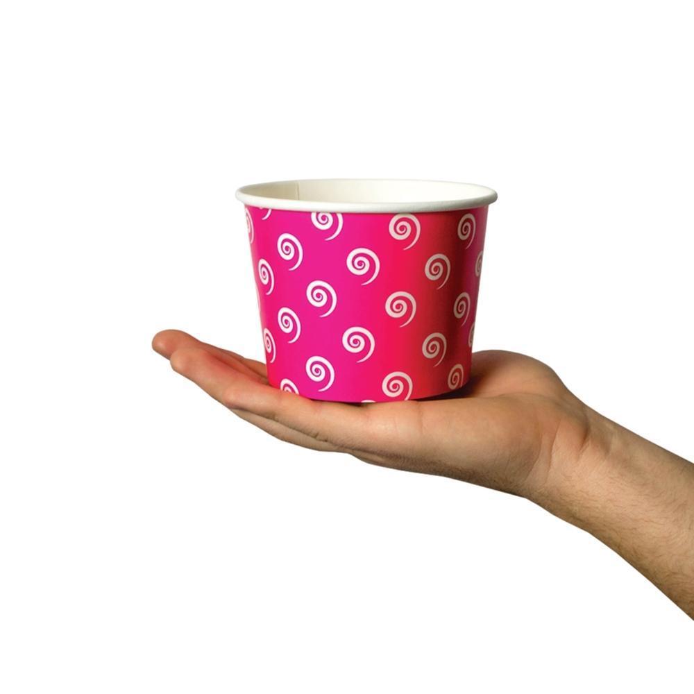 UNIQIFY® 16 oz Pink Swirls and Twirls Ice Cream Cups - Frozen Dessert Supplies