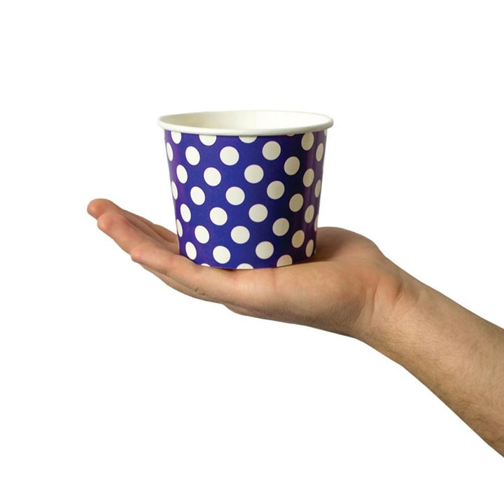 UNIQIFY® 16 oz Purple Polka Dotty Ice Cream Cups - 16PRPLPKDTCUP