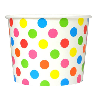 UNIQIFY® 16 oz Rainbow Polka Dotty Ice Cream Cups - Frozen Dessert Supplies