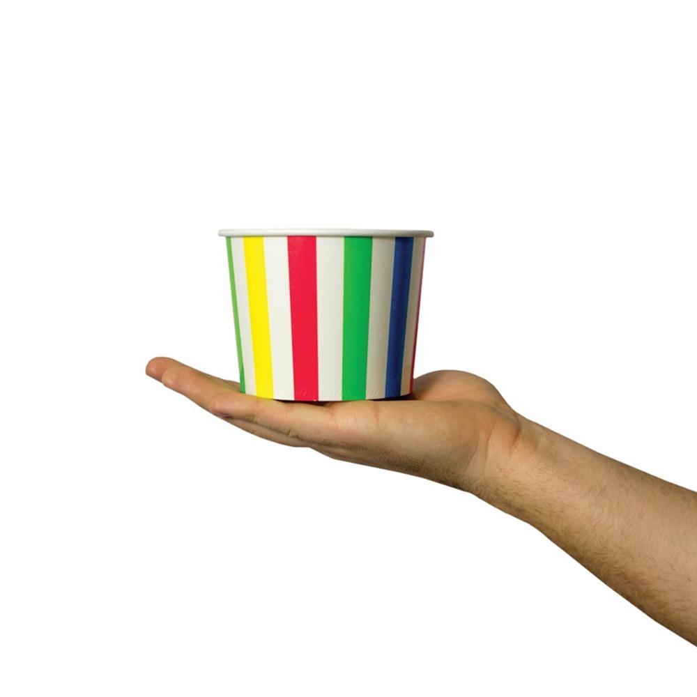 16oz Striped Rainbow PINT containers with non-vented lids