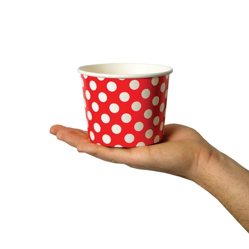UNIQIFY® 16 oz Red Polka Dotty Ice Cream Cups - 16REDPKDTCUP