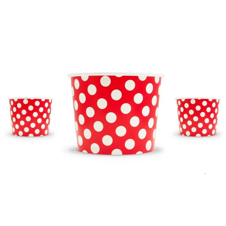 UNIQIFY® 16 oz Red Polka Dotty Ice Cream Cups - 16REDPKDTCUP
