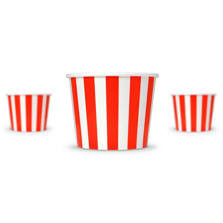 UNIQIFY® 16 oz Red Striped Madness Ice Cream Cups - 16REDSMADCUP