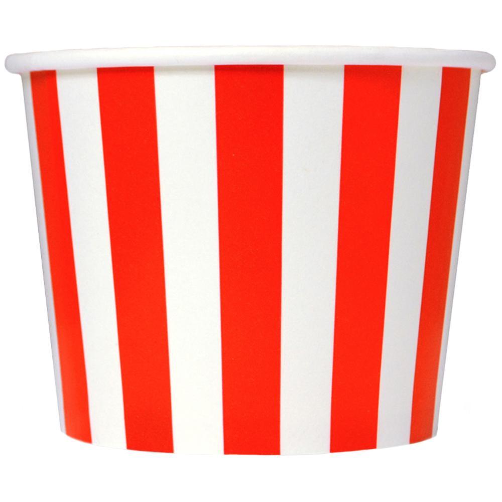 UNIQIFY® 16 oz Red Striped Madness Ice Cream Cups - Frozen Dessert Supplies 16REDSMADCUP