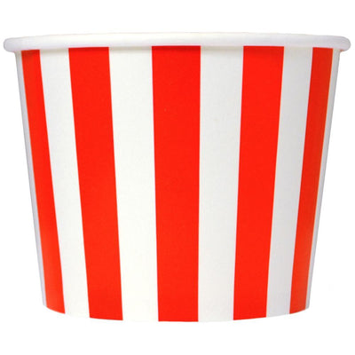 UNIQIFY® 16 oz Red Striped Madness Ice Cream Cups - Frozen Dessert Supplies