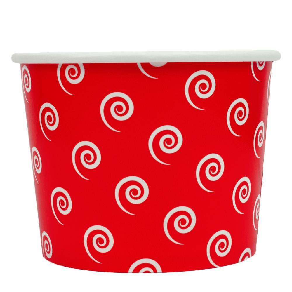UNIQIFY® 16 oz Red Swirls and Twirls Ice Cream Cups - Frozen Dessert Supplies 16REDSW&TCUP