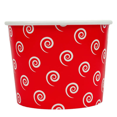UNIQIFY® 16 oz Red Swirls and Twirls Ice Cream Cups - Frozen Dessert Supplies