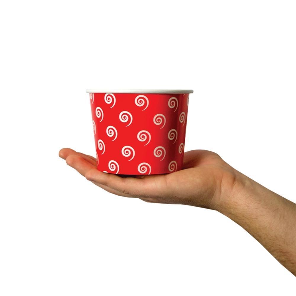 UNIQIFY® 16 oz Red Swirls and Twirls Ice Cream Cups - 16REDSW&TCUP