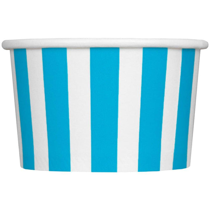 UNIQIFY® 4 oz Blue Striped Madness Ice Cream Cups - Frozen Dessert Supplies 04BLUESMADCUP