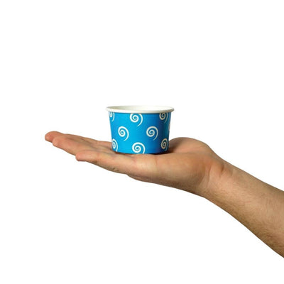 UNIQIFY® 4 oz Blue Swirls and Twirls Ice Cream Cups - Frozen Dessert Supplies