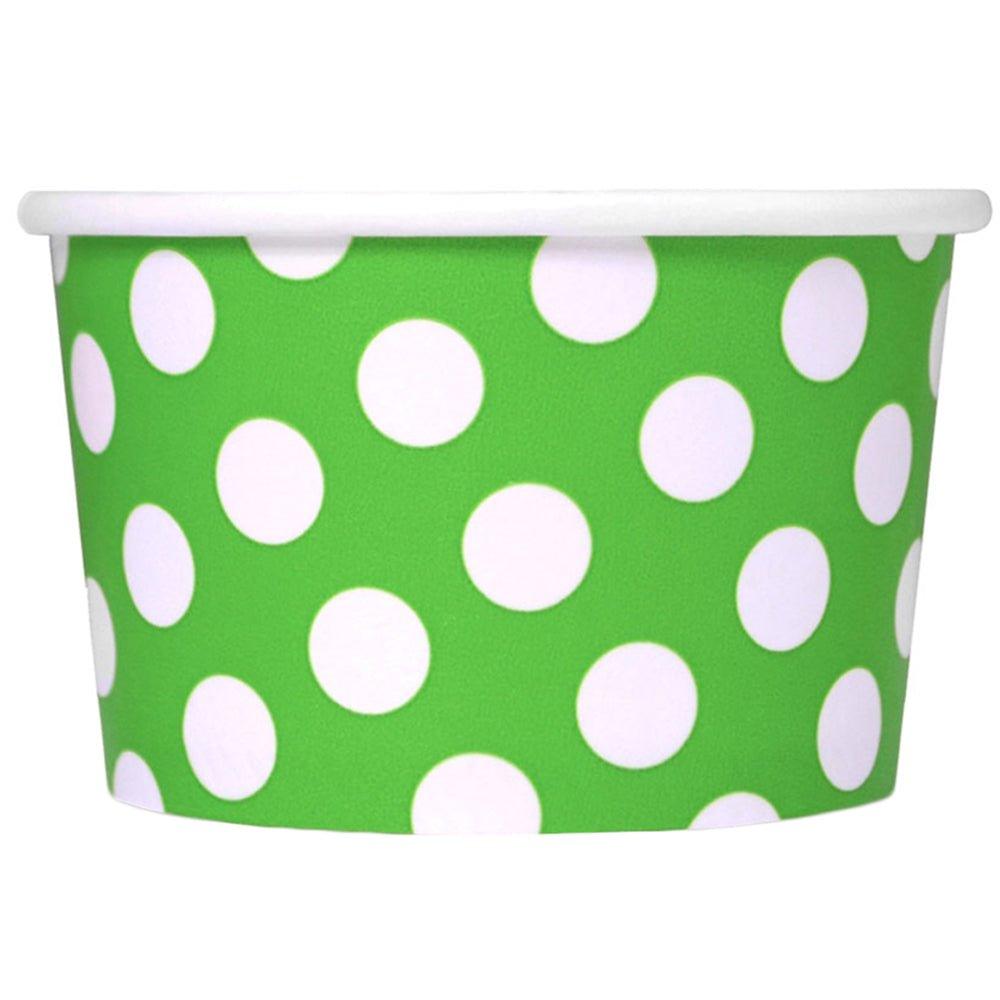 UNIQIFY® 4 oz Green Polka Dotty Ice Cream Cups - 04GRNPKDTCUP