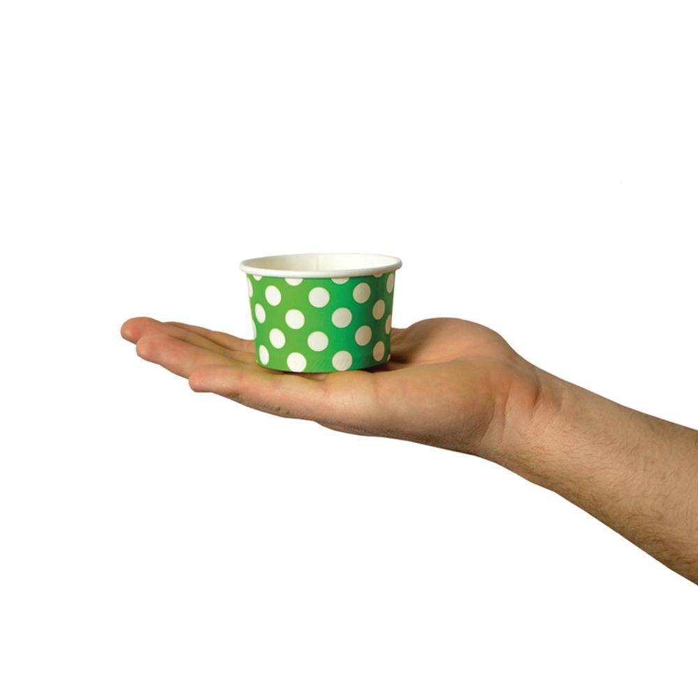 UNIQIFY® 4 oz Green Polka Dotty Ice Cream Cups - Frozen Dessert Supplies