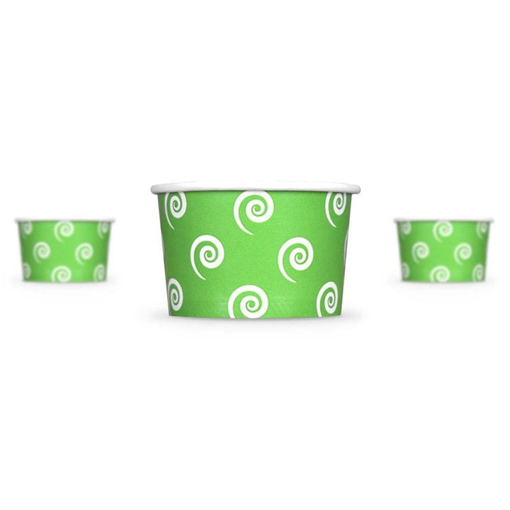 UNIQIFY® 4 oz Green Swirls and Twirls Ice Cream Cups - 04GRNSW&TCUP