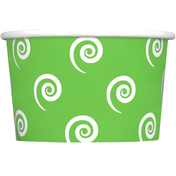 UNIQIFY® 4 oz Green Swirls and Twirls Ice Cream Cups - 04GRNSW&TCUP