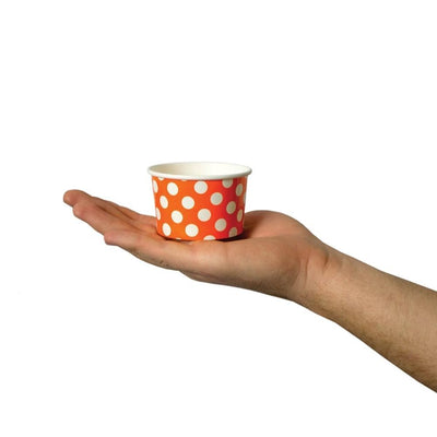 UNIQIFY® 4 oz Orange Polka Dotty Ice Cream Cups - Frozen Dessert Supplies