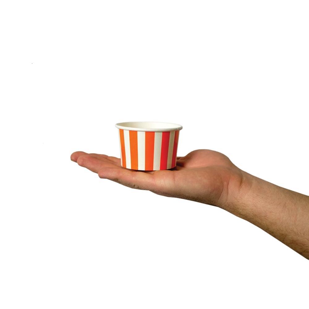 UNIQIFY® 4 oz Orange Striped Madness Ice Cream Cups - Frozen Dessert Supplies