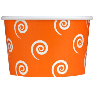 UNIQIFY® 4 oz Orange Swirls and Twirls Ice Cream Cups - Frozen Dessert Supplies