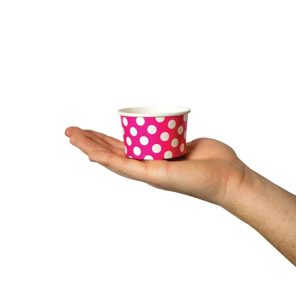 UNIQIFY® 4 oz Pink Polka Dotty Ice Cream Cups - 04PINKPKDTCUP
