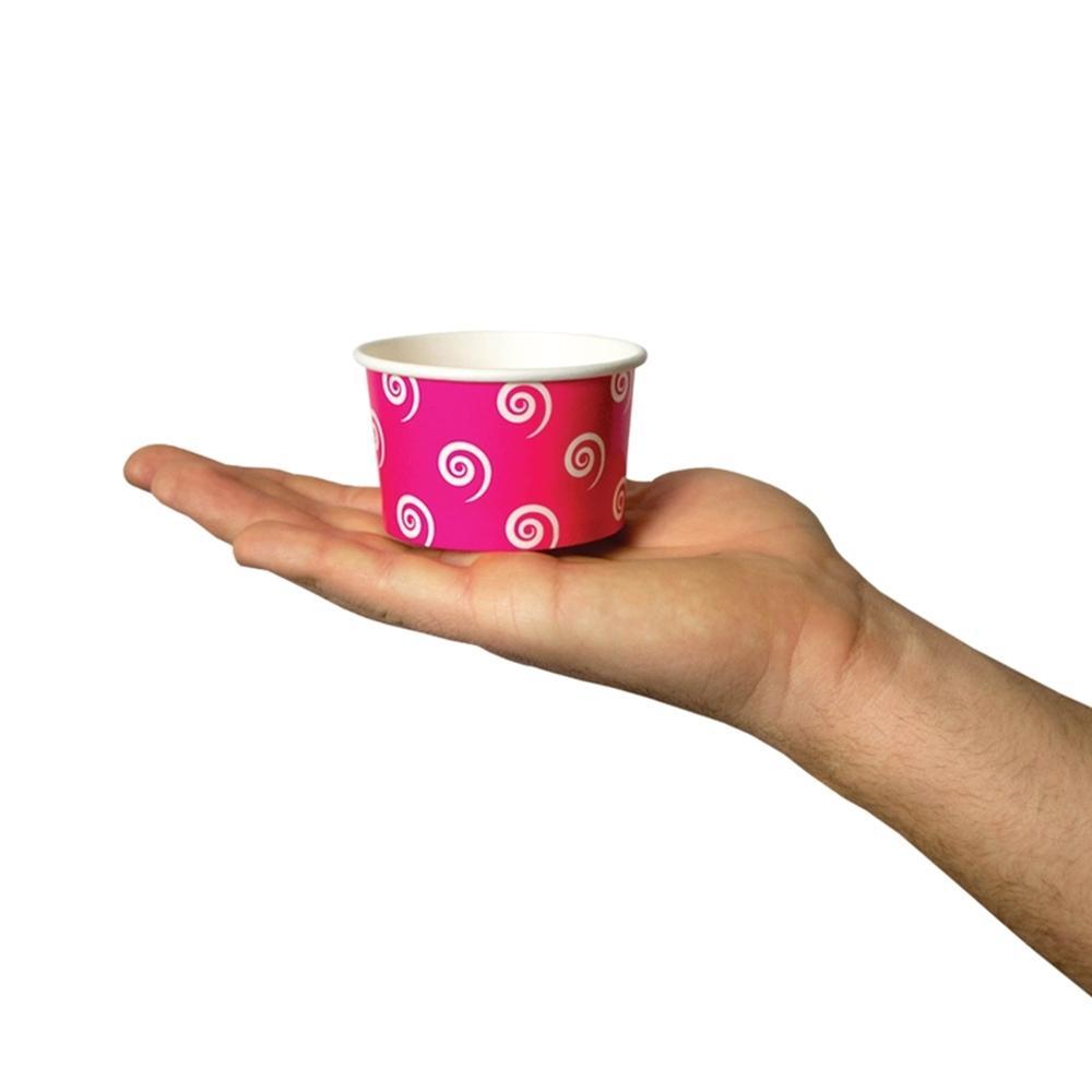 UNIQIFY® 4 oz Pink Swirls and Twirls Ice Cream Cups - Frozen Dessert Supplies 04PINKSW&TCUP